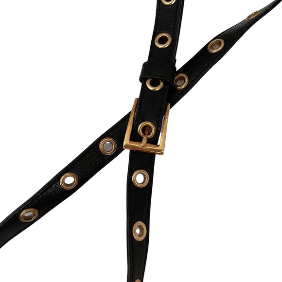Prada Black Leather Belt with Gold Eyelets main image 12
